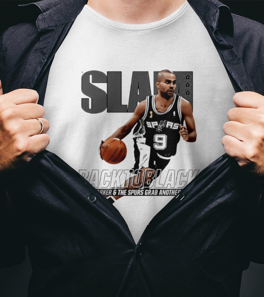 SLAM Back To Black San Antonio Spurs Tony Parker 9 Spurs Grab Another Ring T-Shirt