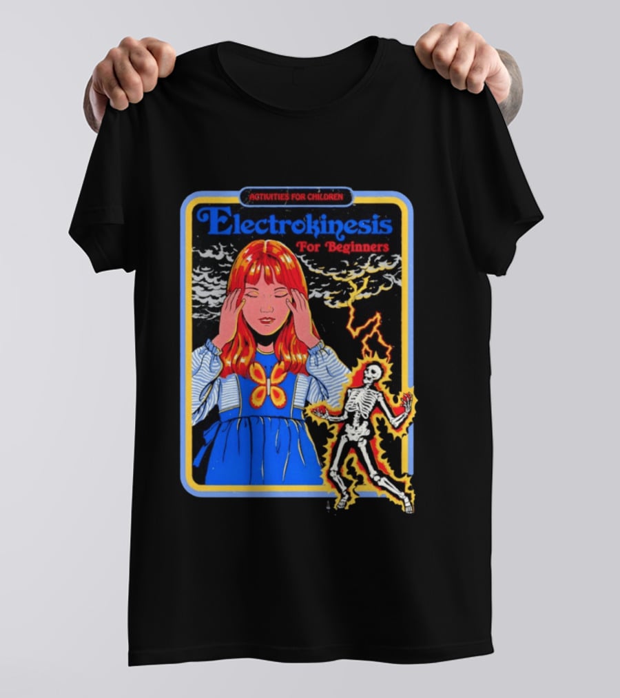 Activities For Children Electrokinesis For Beginners Vintage Style Art With Lightning Bolt Skeleton T-Shirt
