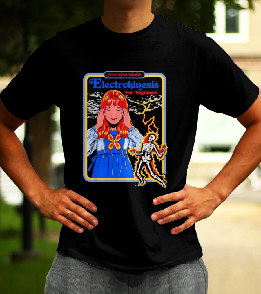 Activities For Children Electrokinesis For Beginners Vintage Style Art With Lightning Bolt Skeleton T-Shirt