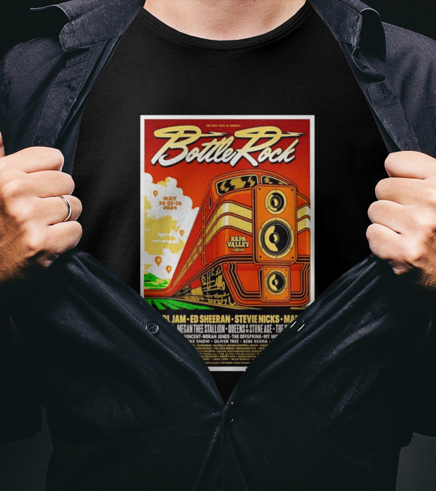 BottleRock Napa Valley May 24 26 2024 Pearl Jam Ed Sheeran Stevie Nicks Maná Napa Valley California T-Shirt