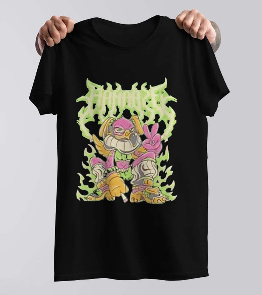 HAMMBRIK Chill Dog Flaming Peace Pose T-Shirt