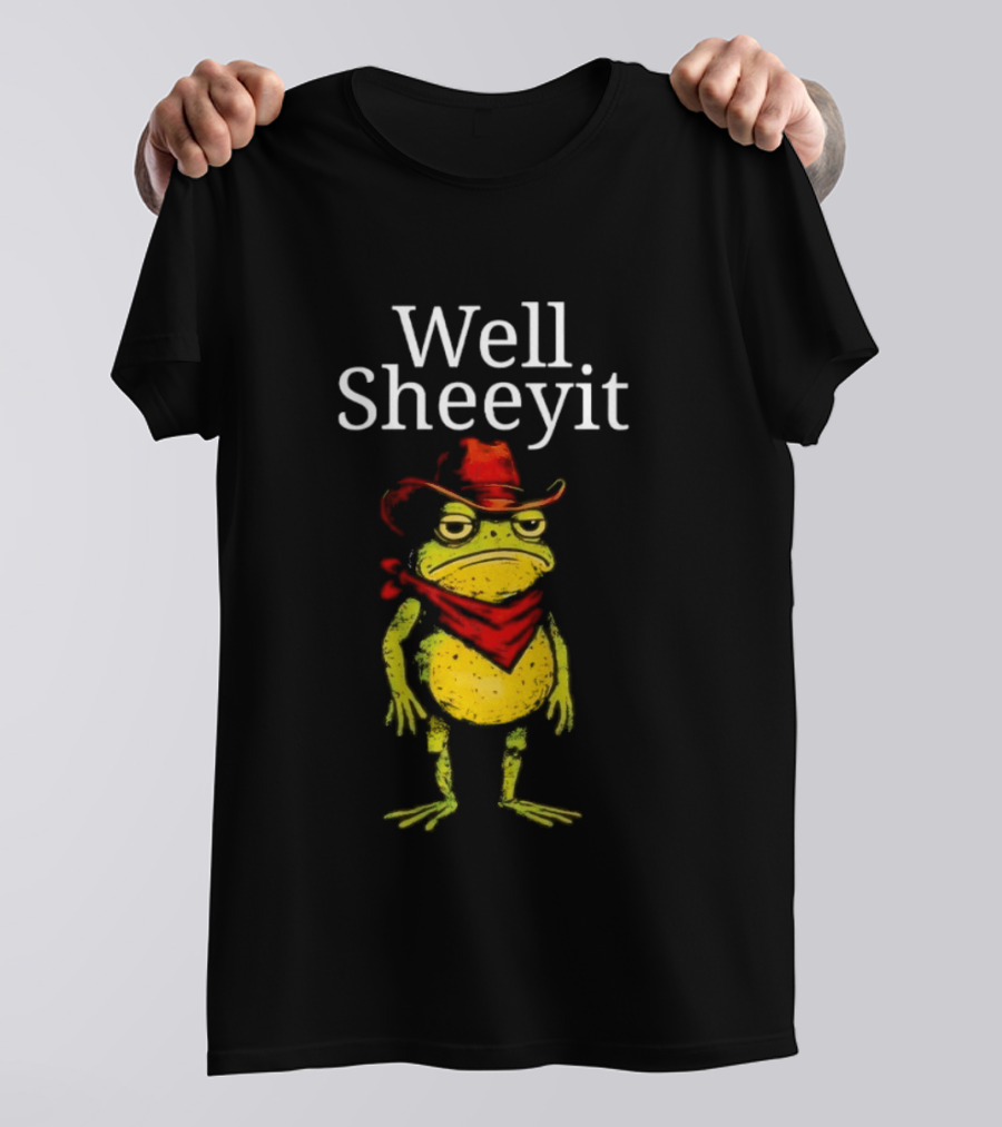 Well Sheeyit Frog Cowboy Hat And Bandana T-Shirt