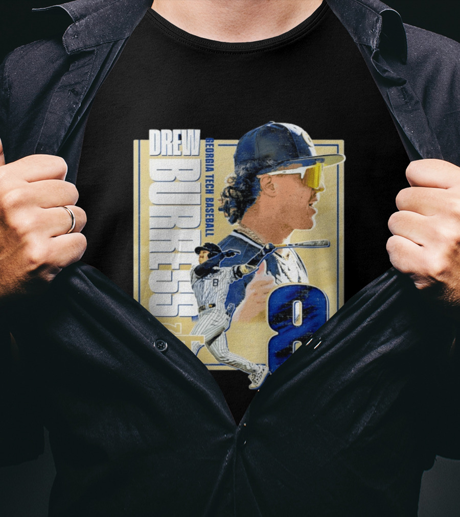 Drew Burress Georgia Tech Baseball Athlete Number 8 T-Shirt