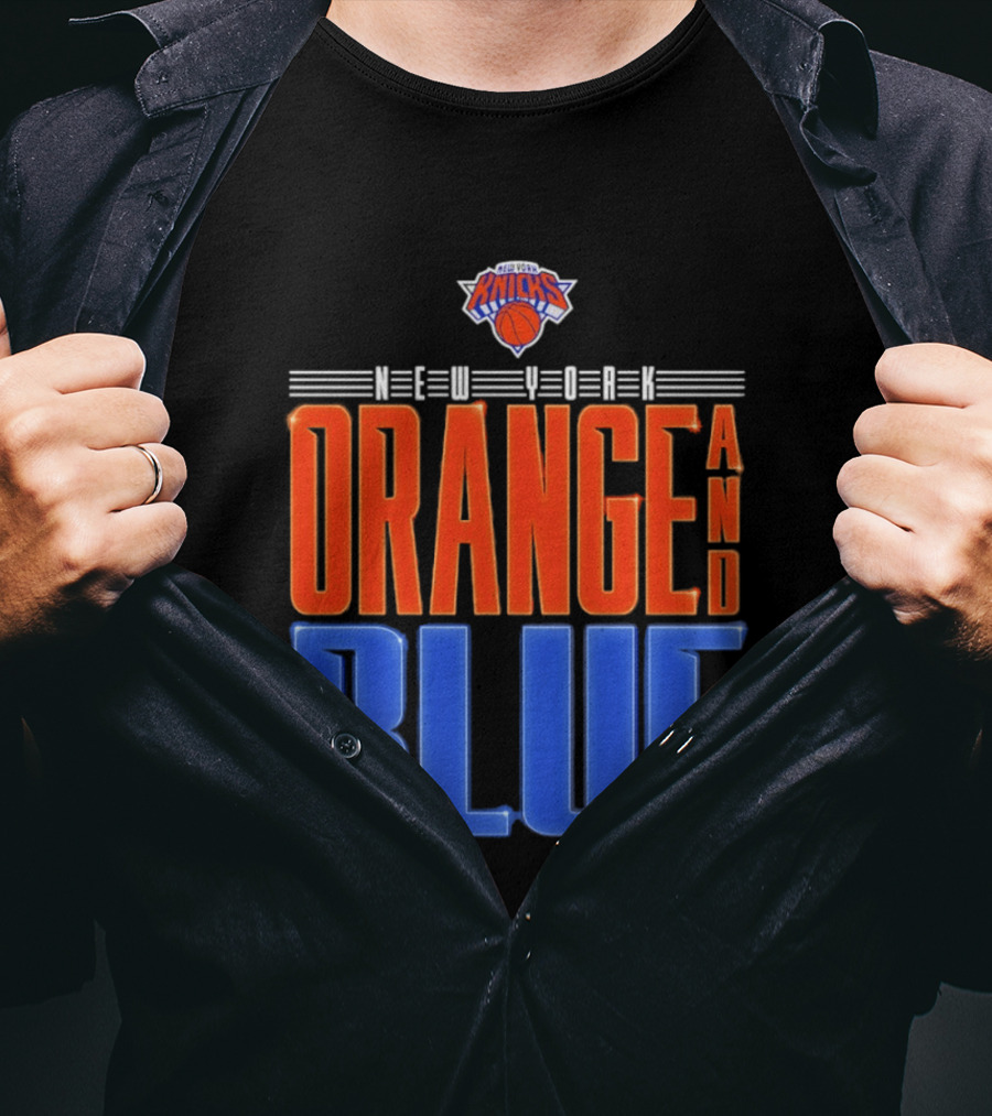 New York Knicks Orange And Blue Neon T-Shirt