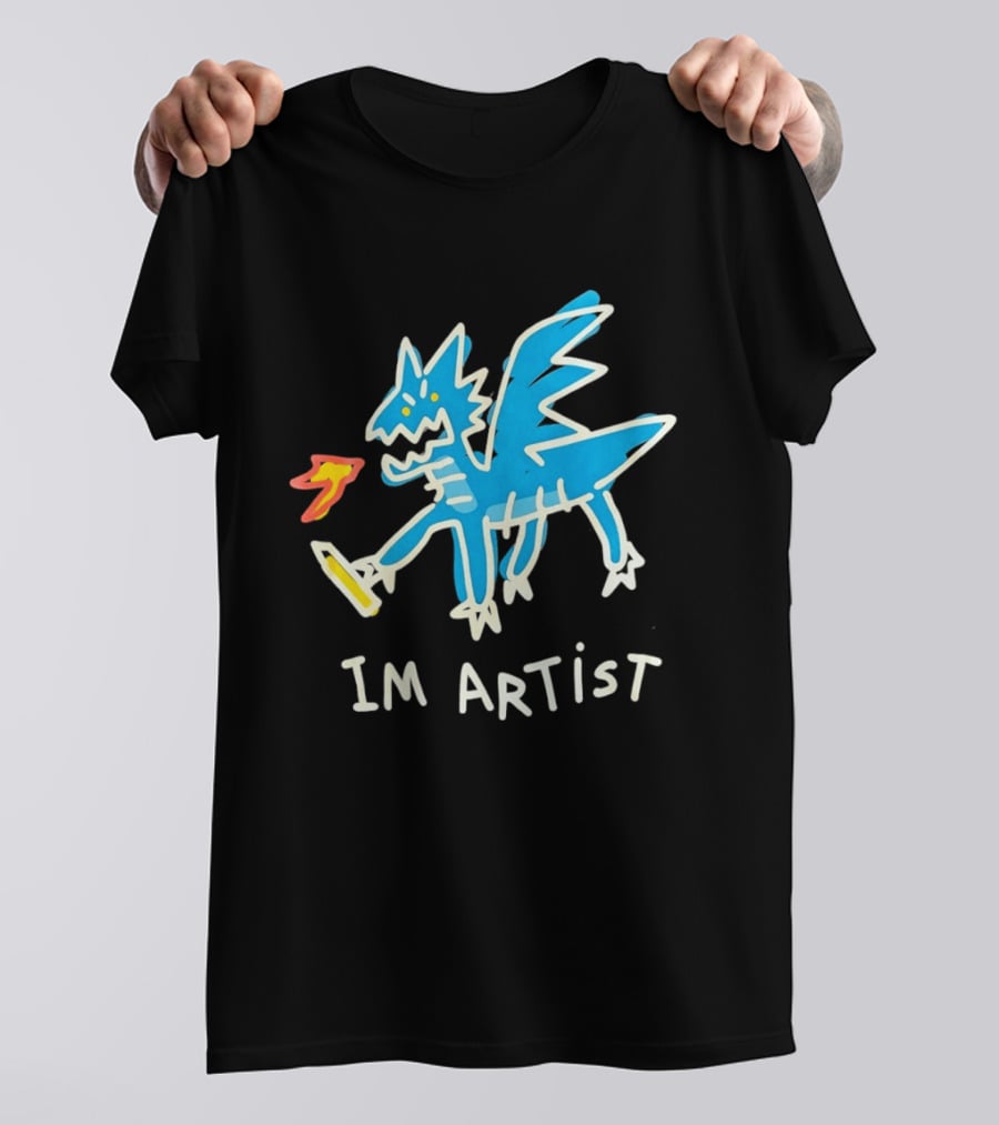 IM Artist Dragon Blue Winged Creature Fire Brush T-Shirt