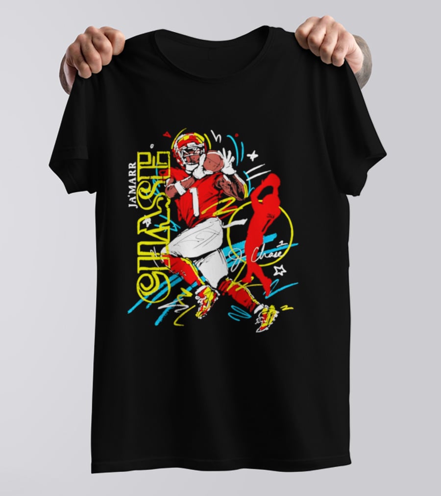 Ja'Marr Chase Cincinnati Bengals Number 1 Scribble Paint T-Shirt