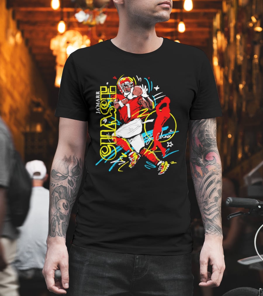 Ja'Marr Chase Cincinnati Bengals Number 1 Scribble Paint T-Shirt