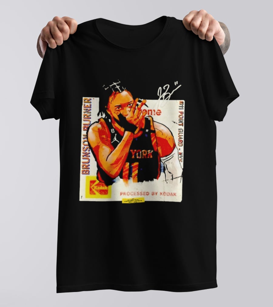New York Knicks Jalen Brunson Burner #11 Point Guard Processed By Kodak T-Shirt