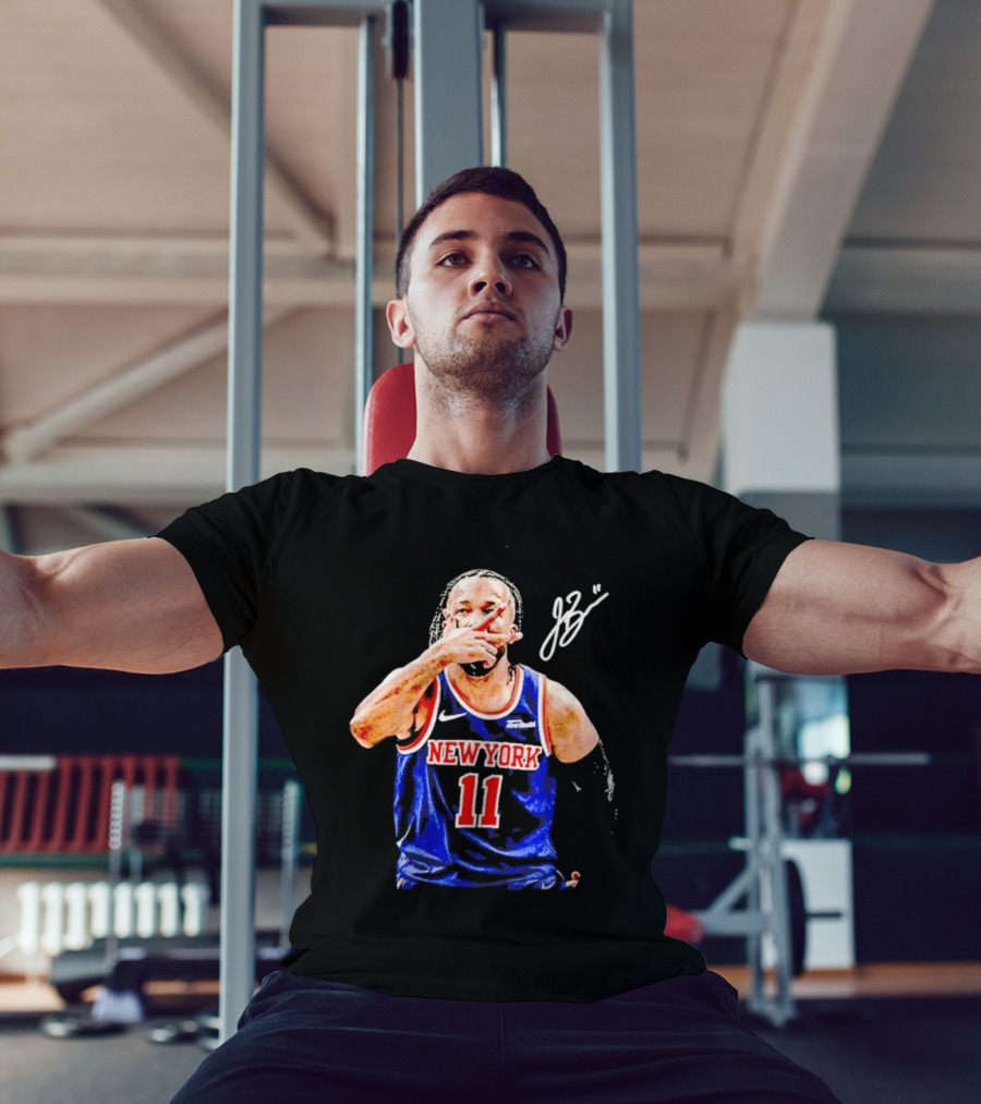 Jalen Brunson New York Knicks 11 JB Basketball Celebration Blue T-Shirt