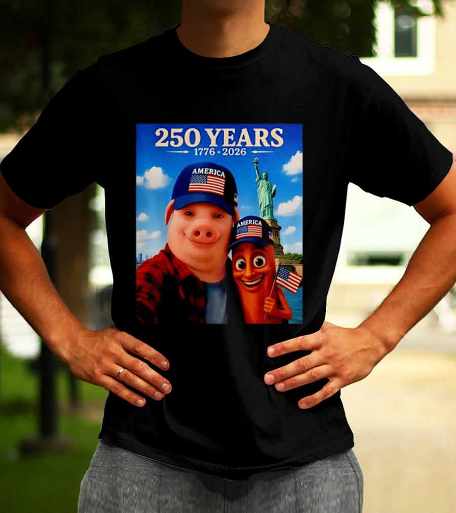 250 Years 1776 2026 America Tung Tung Tung Sahur Statue Of Liberty T-Shirt
