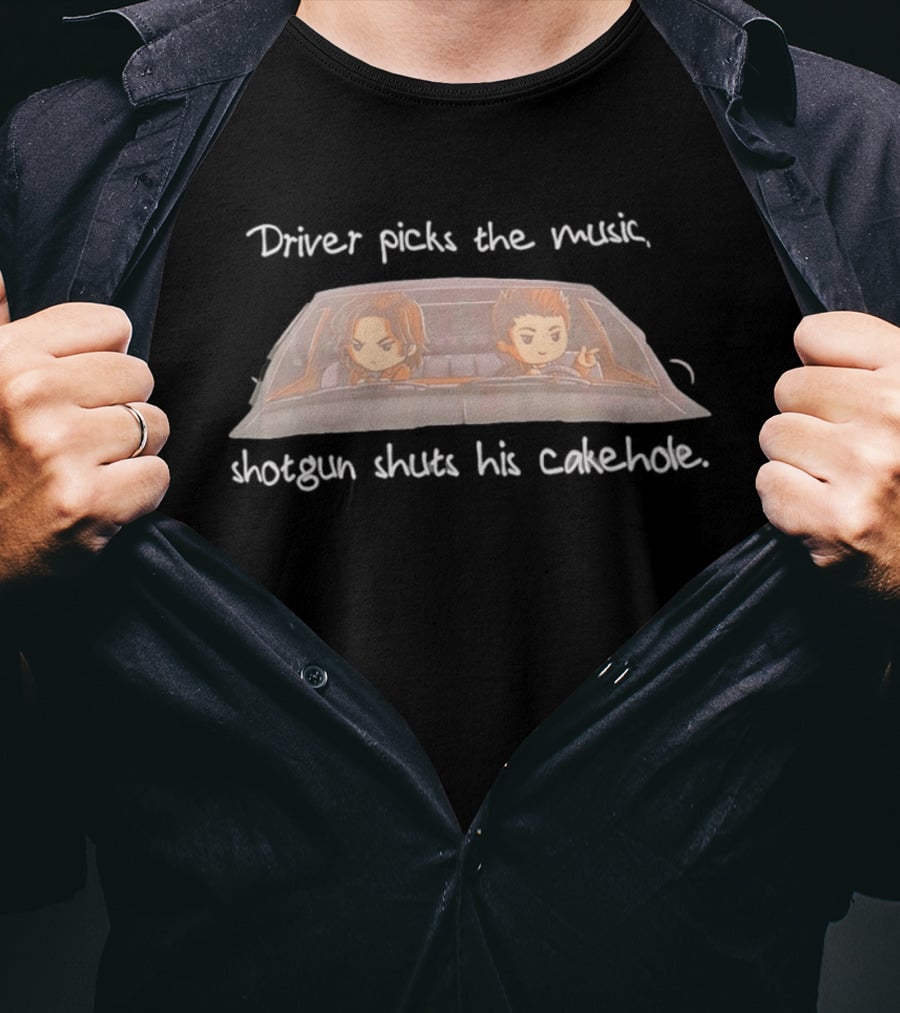 Supernatural Chibi Dean Sam Impala Driver Picks The Music Shotgun Shuts His Cakehole T-Shirt