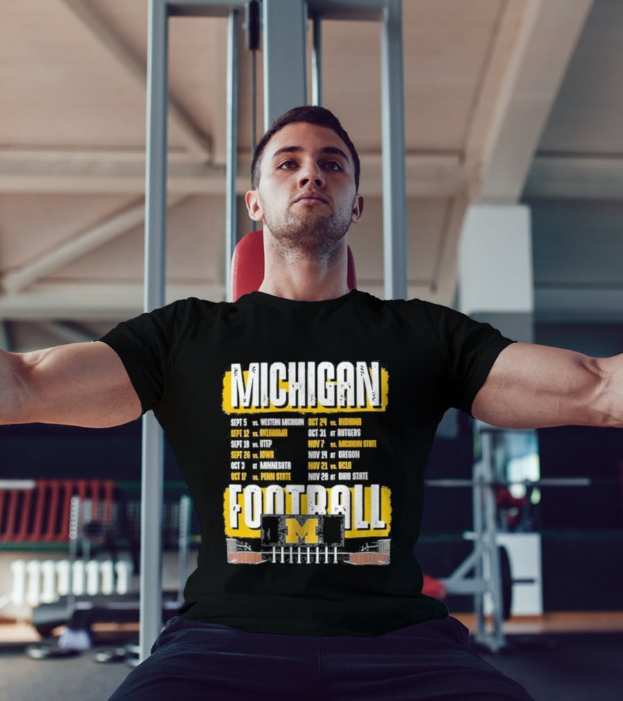 Michigan Football Big Ten Conference Schedule Ann Arbor Stadium Route Eateries And Landmarks T-Shirt