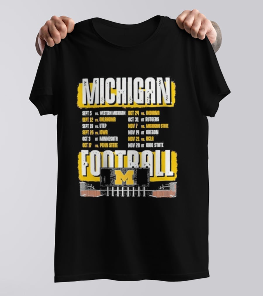 Michigan Football Big Ten Conference Schedule Ann Arbor Stadium Route Eateries And Landmarks T-Shirt
