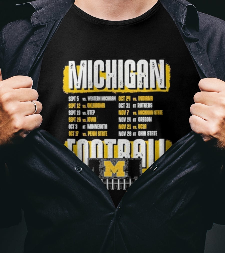 Michigan Football Big Ten Conference Schedule Ann Arbor Stadium Route Eateries And Landmarks T-Shirt