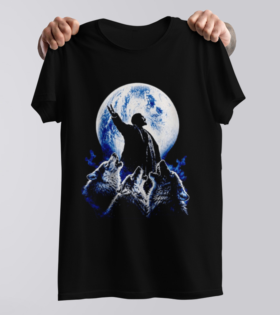 Vladimir Lenin Moon Wolves Howling Speaker T-Shirt