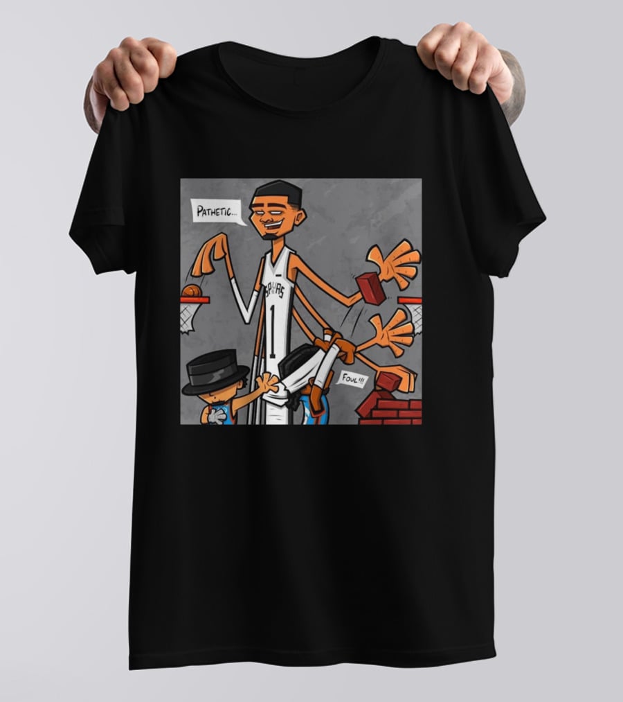 Wemby Spurs Pathetic Foul Long Arms Basketball T-Shirt