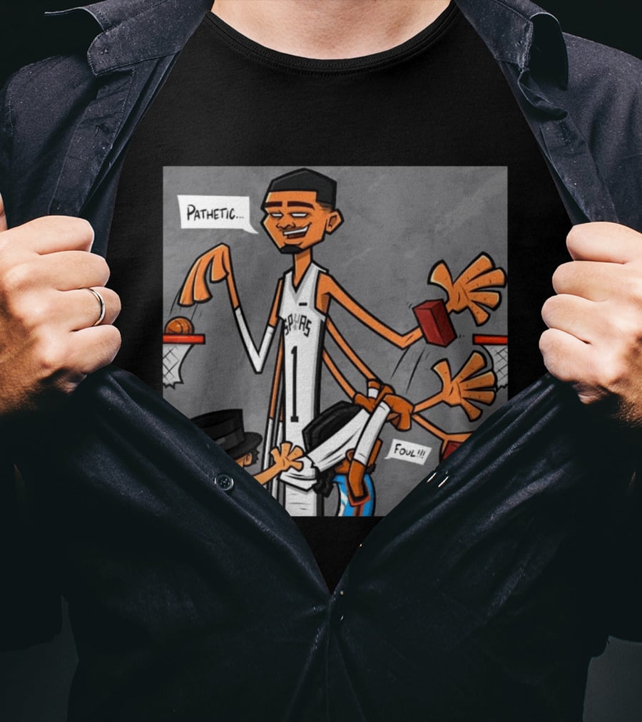 Wemby Spurs Pathetic Foul Long Arms Basketball T-Shirt