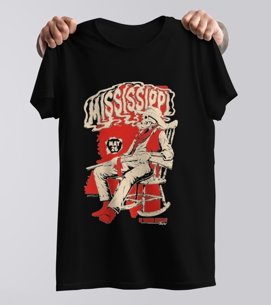 Whiskey Myers May 26 Mississippi Cowboy In Rocking Chair T-Shirt