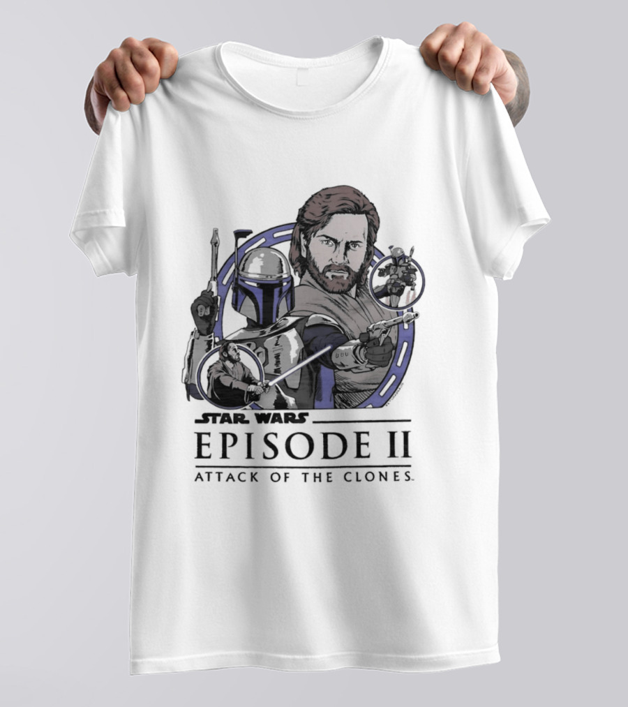 Star Wars Episode II Attack Of The Clones Obi Wan Kenobi Jango Fett T-Shirt