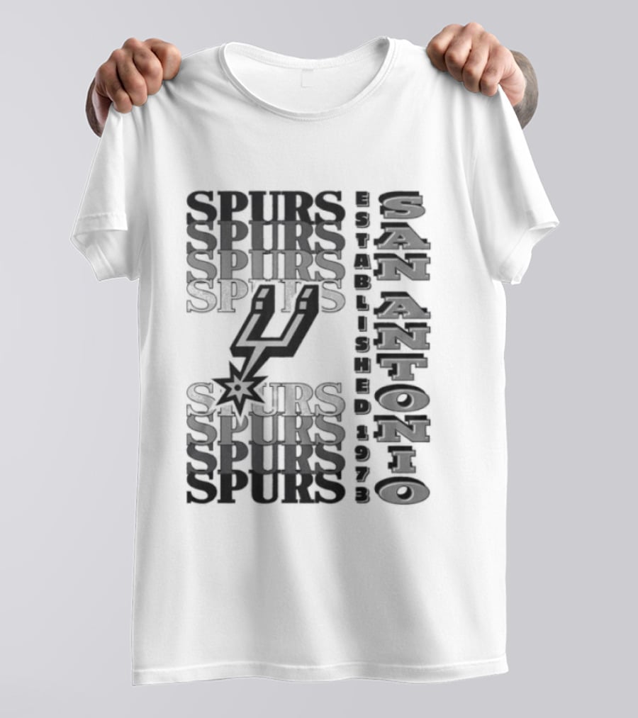 San Antonio Spurs Stacked Wordmark Logo With Iconic Spur T-Shirt