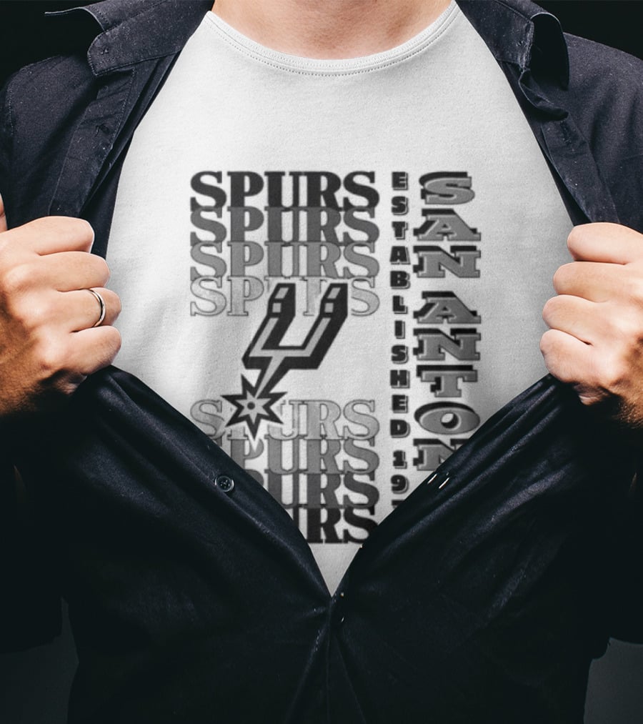 San Antonio Spurs Stacked Wordmark Logo With Iconic Spur T-Shirt