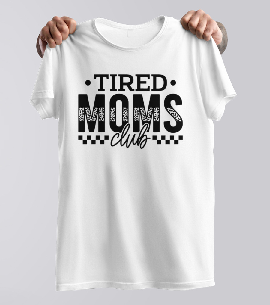 Tired Moms Club Leopard Checkered T-Shirt