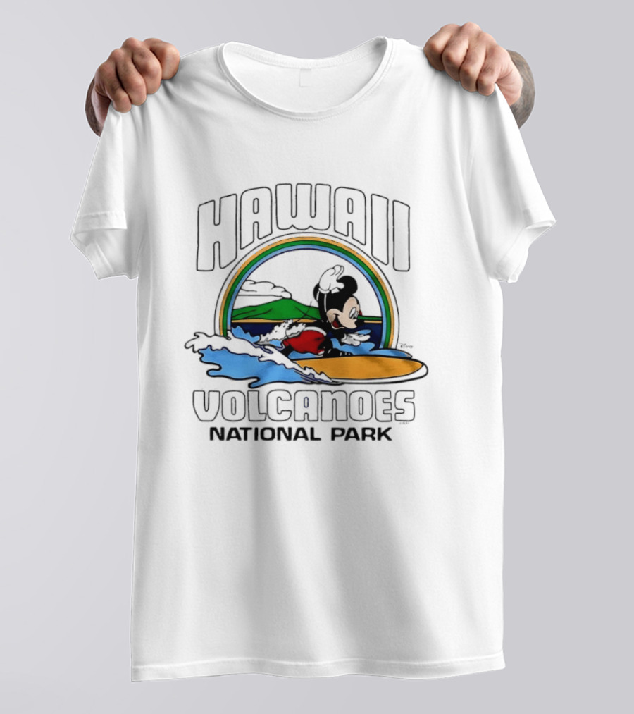 Hawaii Volcanoes National Park Mickey Mouse Surfing T-Shirt