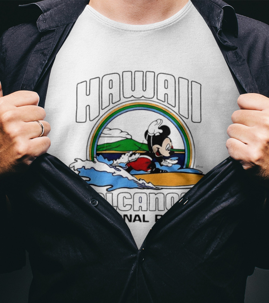 Hawaii Volcanoes National Park Mickey Mouse Surfing T-Shirt