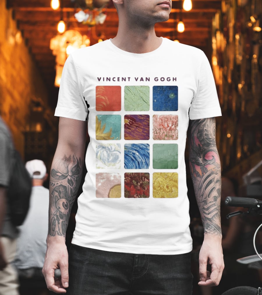 Vincent Van Gogh Paintings Iconic Colors Squares T-Shirt