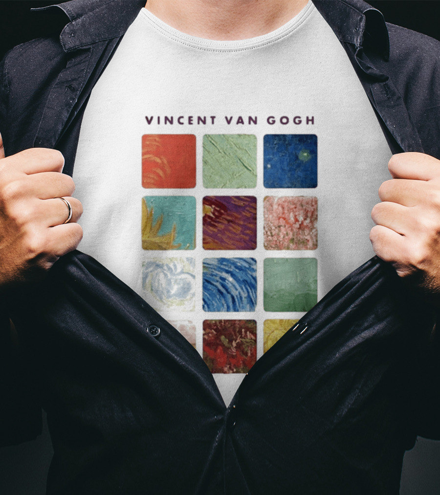 Vincent Van Gogh Paintings Iconic Colors Squares T-Shirt