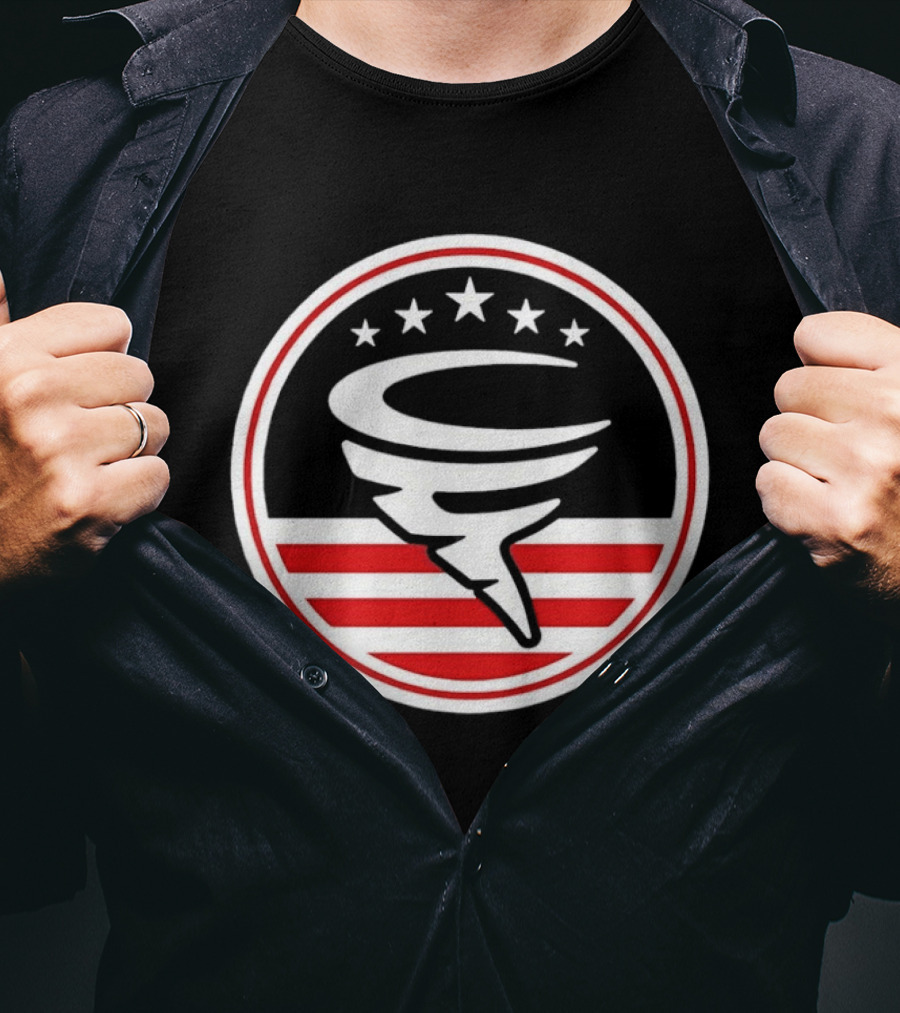 American Flag Cyclone Stars Stripes Circle T-Shirt