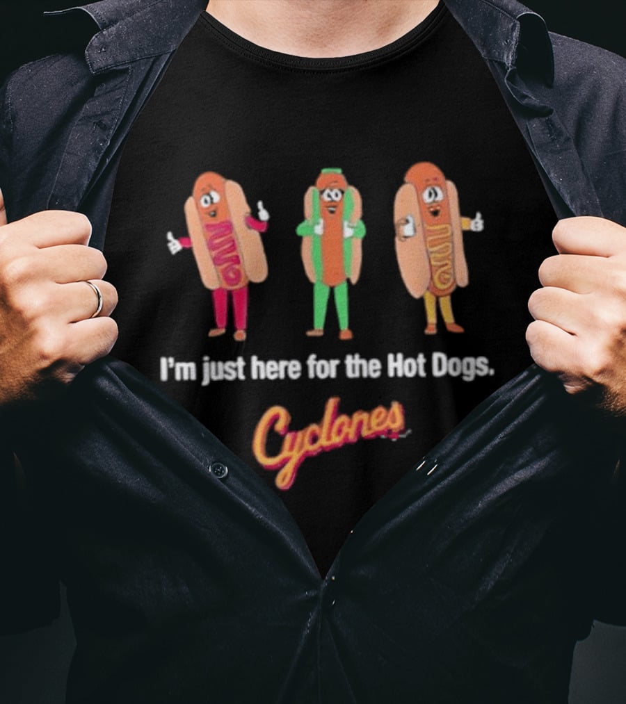 Brooklyn Cyclones Hot Dog Mascots I'm Just Here For The Hot Dogs T-Shirt