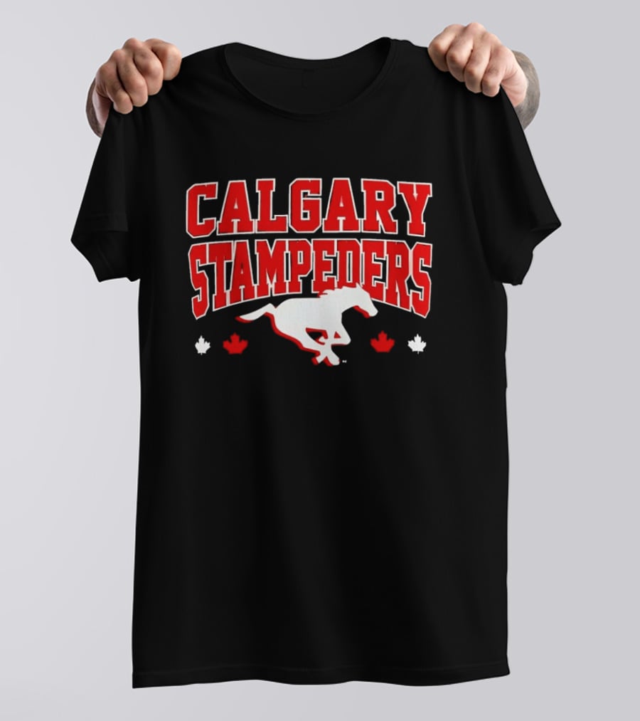 Calgary Stampeders Running Horse Maple Leaf Red Team Spirit T-Shirt