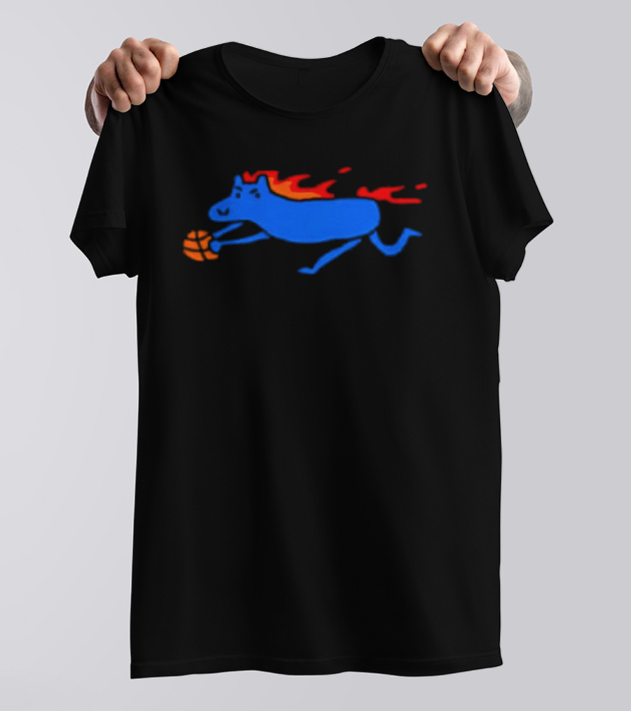 Detroit Pistons Fiery Blue Horse Basketball Team T-Shirt