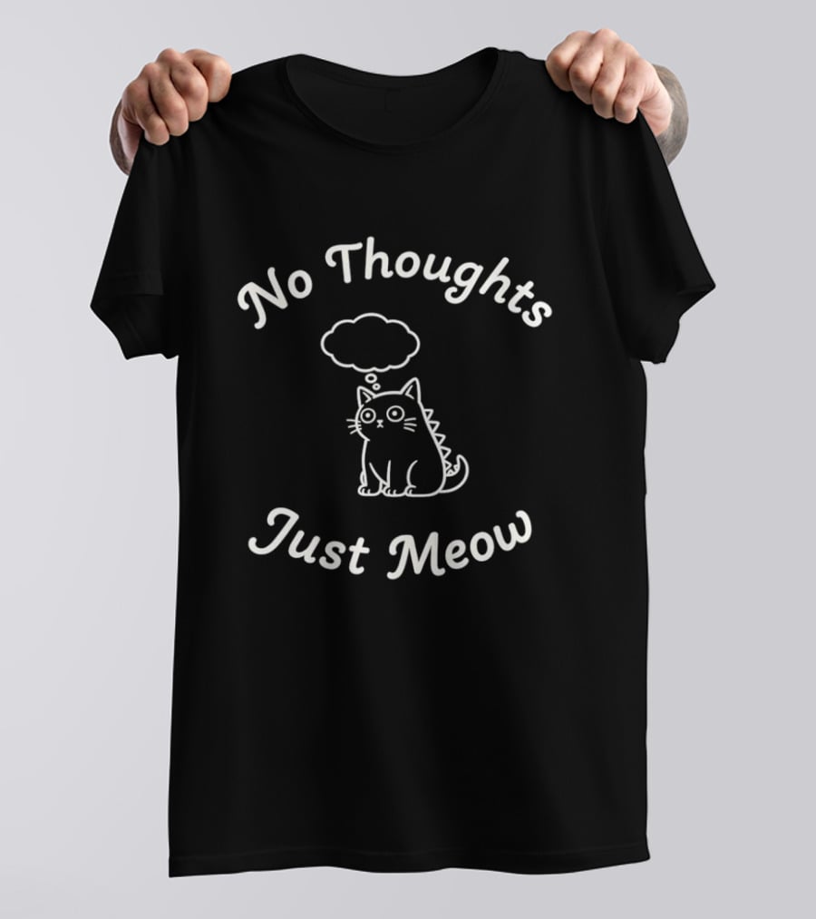 No Thoughts Just Meow Stegosaurus Cat Thought Bubble T-Shirt