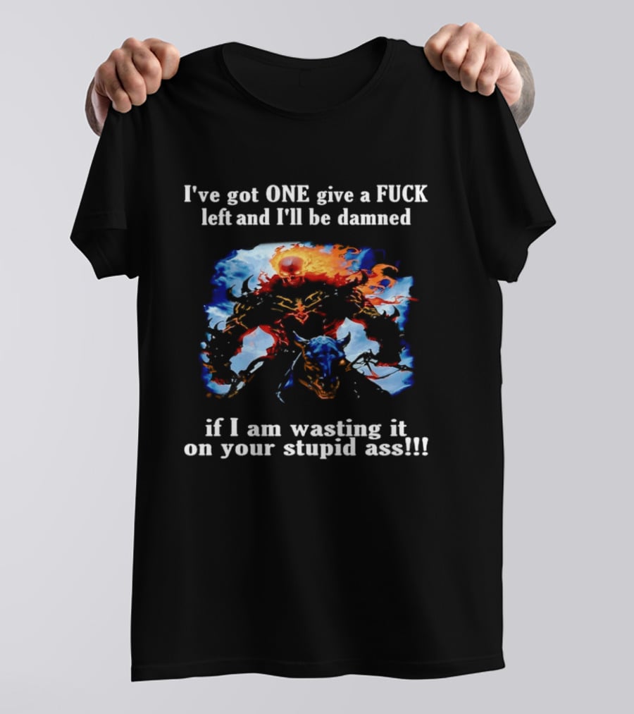 I've Got One Give A Fuck Left Flaming Skull Rider I'll Be Damned Wasting It On Your Stupid Ass T-Shirt