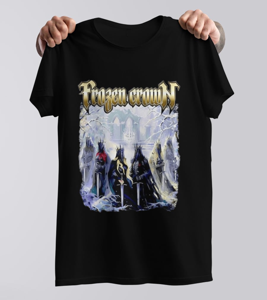 Frozen Crown Dark Fantasy Rulers Sword Wielding Monarchs T-Shirt