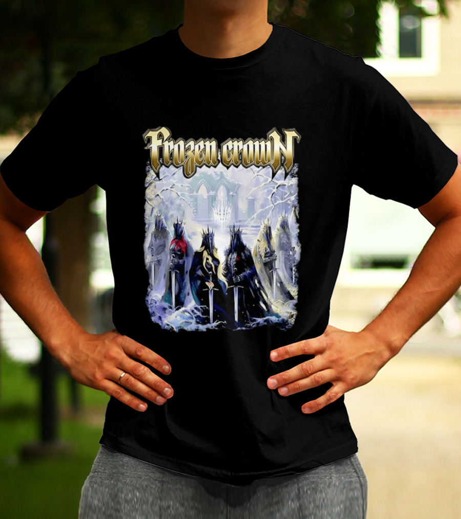 Frozen Crown Dark Fantasy Rulers Sword Wielding Monarchs T-Shirt