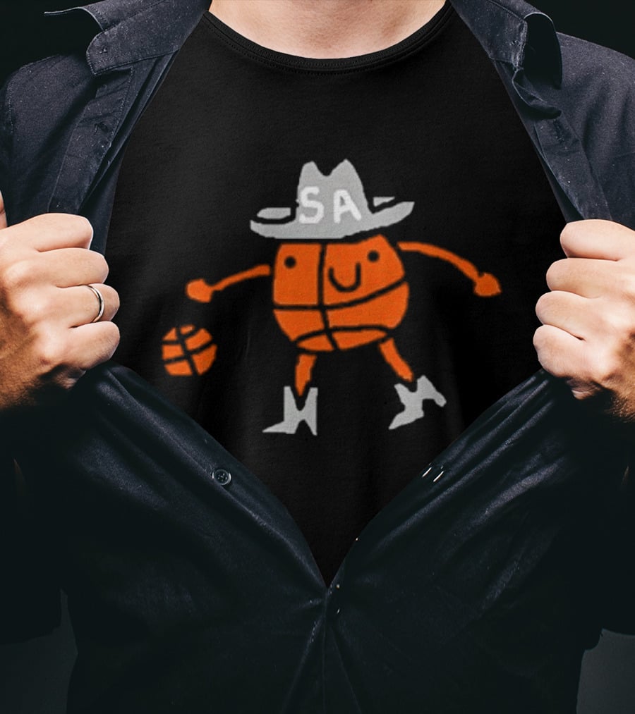San Antonio Spurs Cowboy Basketball Art With SA Hat And Boots T-Shirt