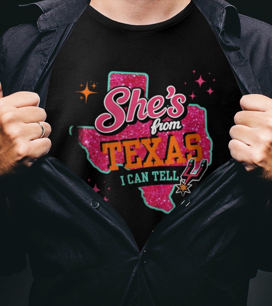 She's From Texas I Can Tell San Antonio Spurs Basketball NBA T-Shirt