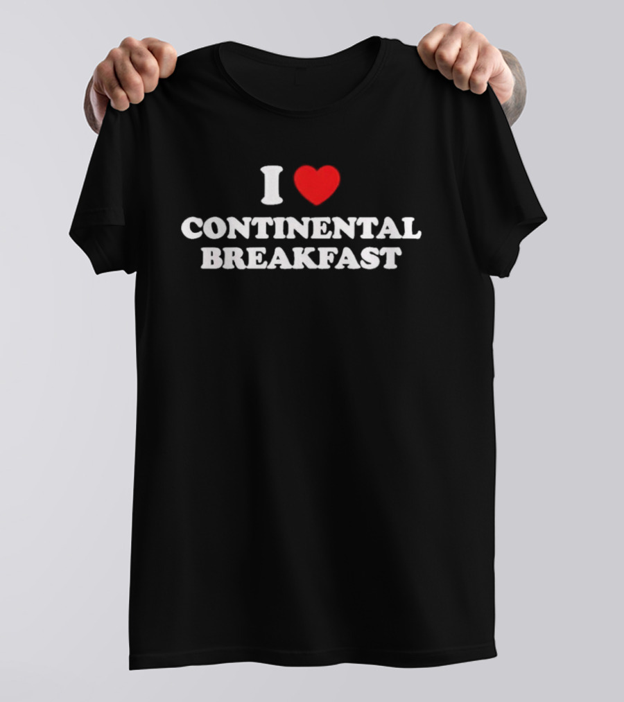 I Heart Love Continental Breakfast Black T-Shirt