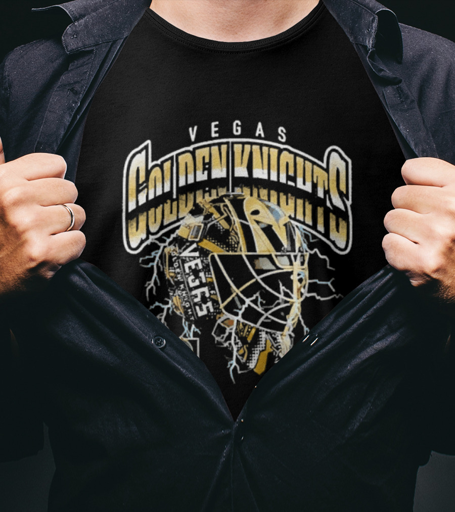 Vegas Golden Knights Goalie Mask Vintage Style Hockey Player Helmet T-Shirt