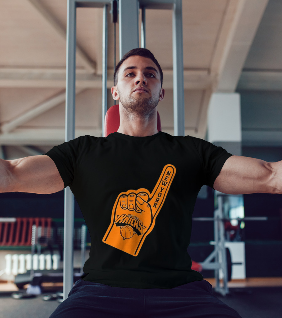 New York Knicks Foam Finger Basketball Fan Gear T-Shirt