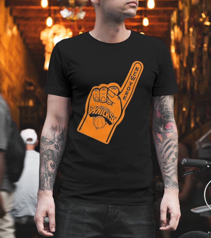 New York Knicks Foam Finger Basketball Fan Gear T-Shirt