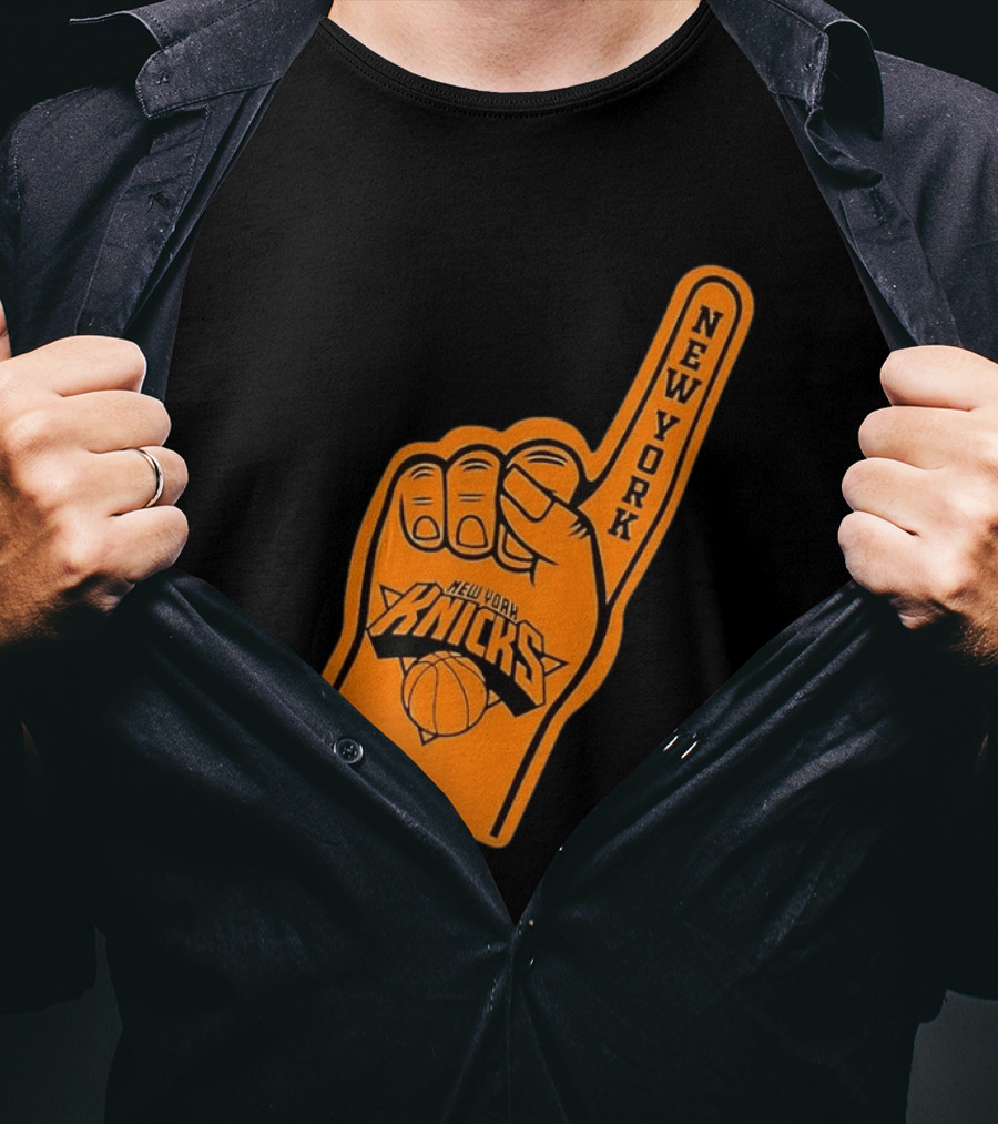 New York Knicks Foam Finger Basketball Fan Gear T-Shirt