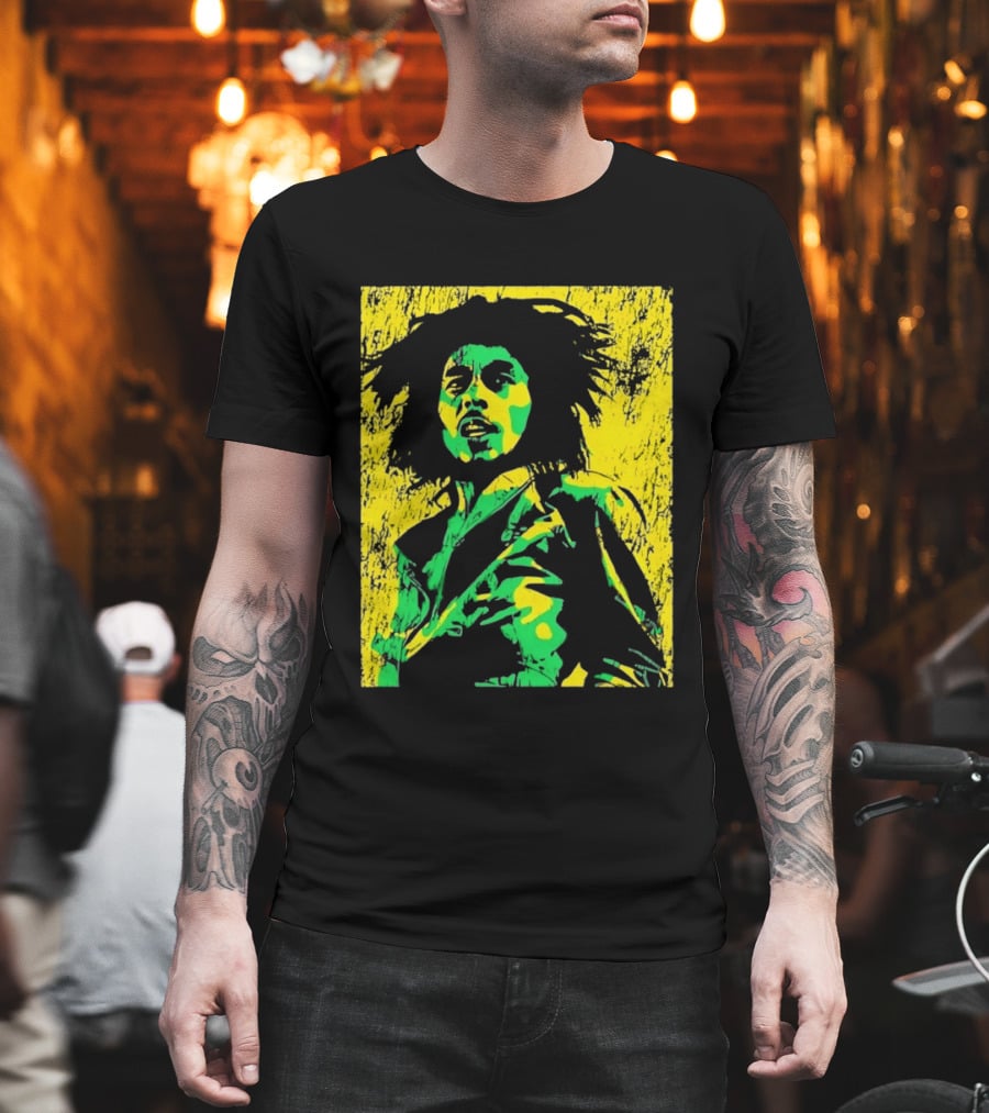 Bob Marley One Love Reggae Art Green Yellow T-Shirt