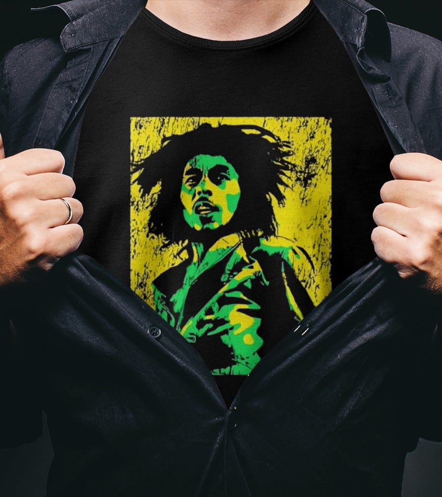 Bob Marley One Love Reggae Art Green Yellow T-Shirt