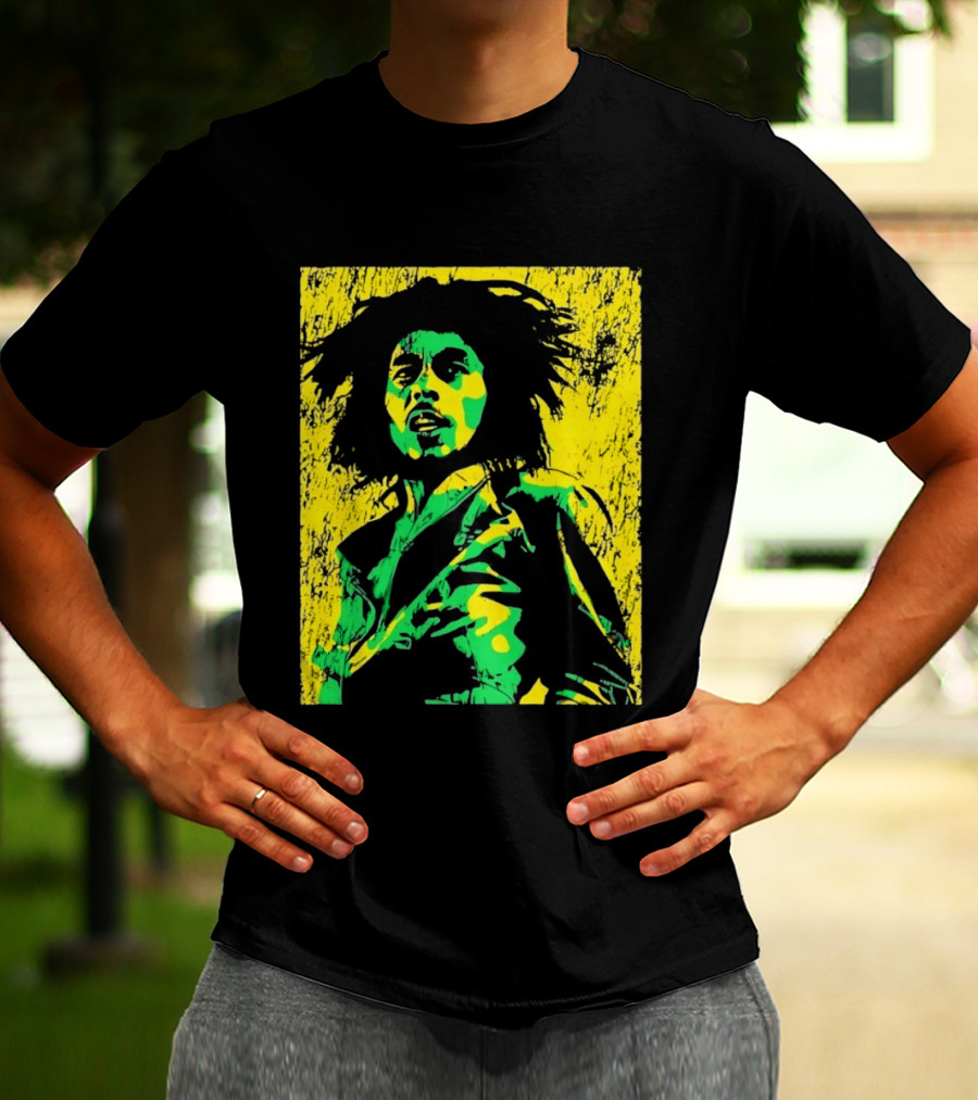 Bob Marley One Love Reggae Art Green Yellow T-Shirt