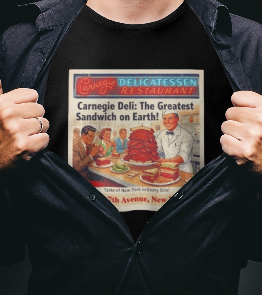 Carnegie Delicatessen Restaurant Carnegie Deli The Greatest Sandwich On Earth 854 7th Avenue New York T-Shirt