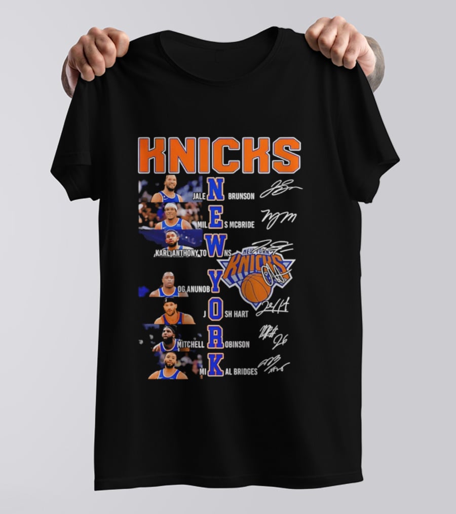 Knicks Jalen Brunson Julius Randle RJ Barrett Josh Hart Mitchell Robinson Immanuel Quickley Quentin Grimes RJ Randle Bridges Knicks Basketball T-Shirt